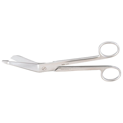 Miltex MeisterHand Lister Bandage Scissors are silver, angled scissors with rounded tips, designed for medical use.