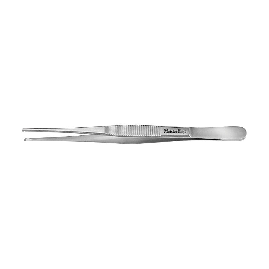 Miltex MeisterHand Tissue Forceps with a ridged grip and angled tips on a white background.