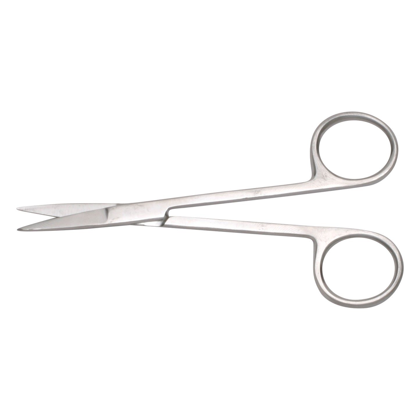Standard Pattern Iris Scissors are shown. They are made of stainless steel with sharp, curved blades and round finger holes.