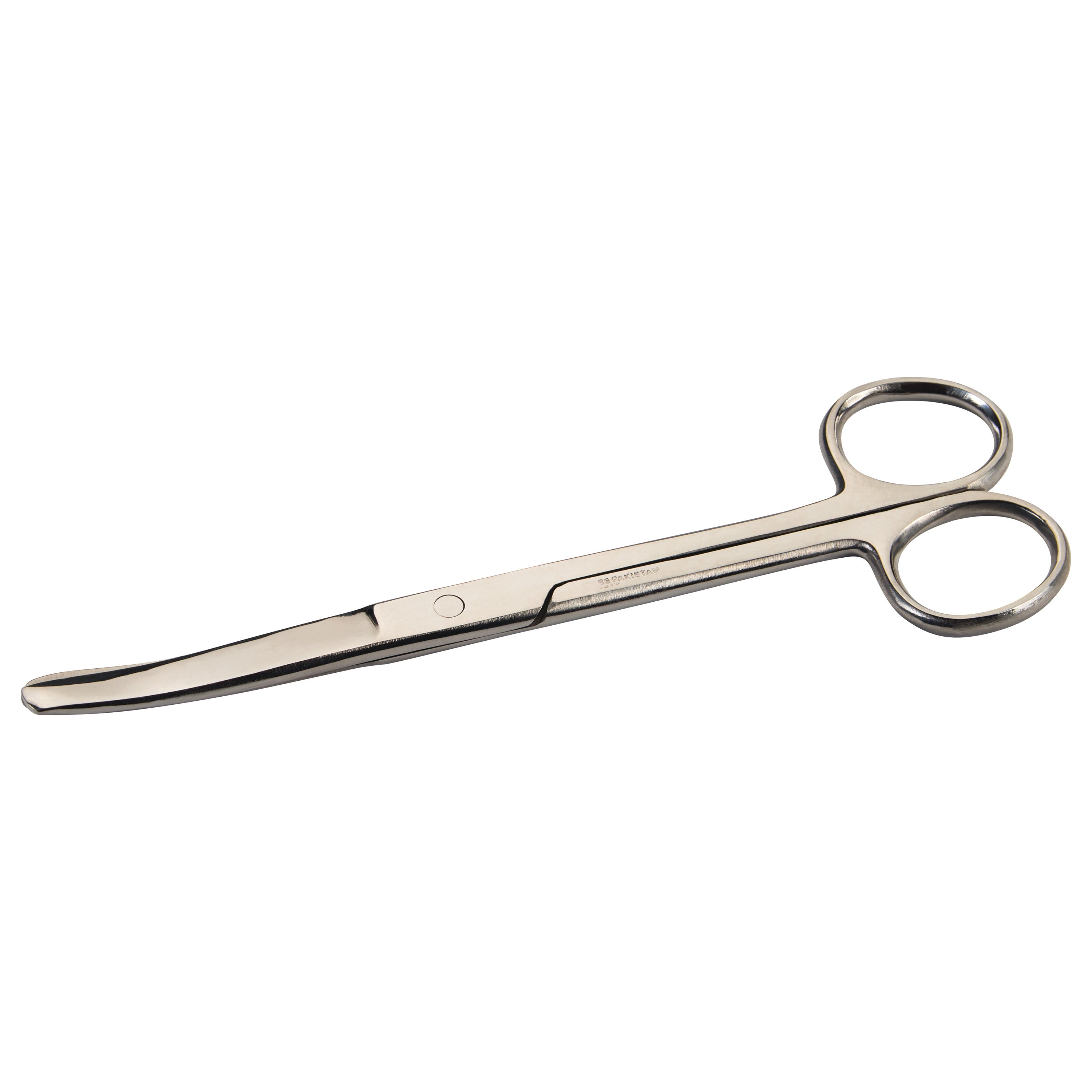 A pair of stainless steel Operating Scissors with curved blades and round finger rings on a white background.