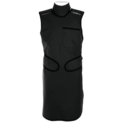 The Barrier Technologies Ready To Go UltraFlex Lead-Free Frontal Apron, which is black with a pocket and straps.