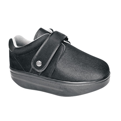 A DARCO Closed Toe Wound Care Shoe System. It's black with a wide strap and a sturdy, cushioned sole.