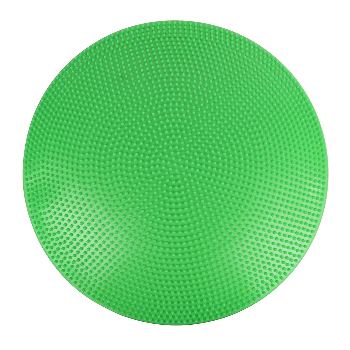 A green, textured CanDo Vestibular Disc designed for balance training and sensory stimulation with a round shape and small raised bumps.