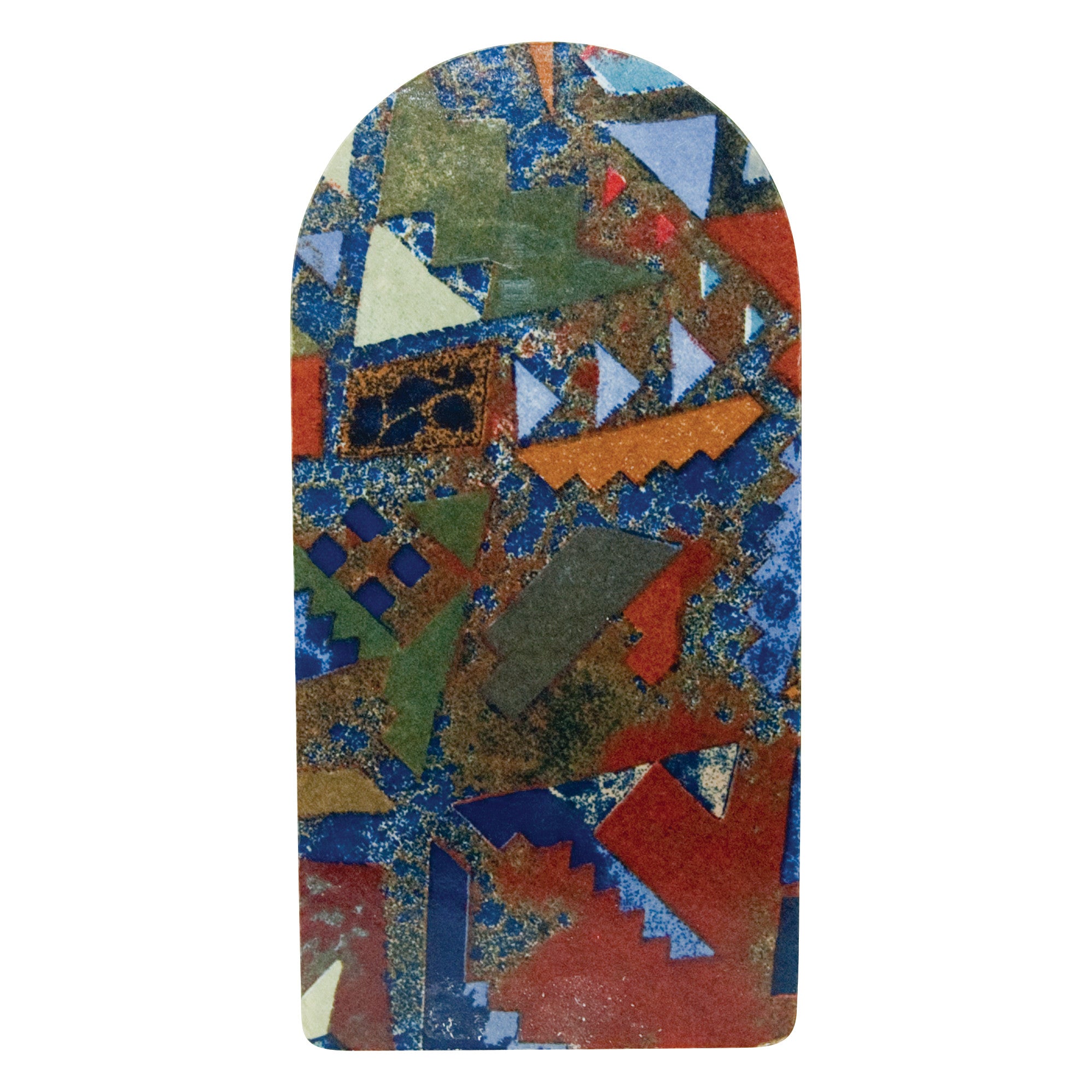 Aetrex Carboplast Composite Sheet features an abstract geometric pattern with blue, red, green, and orange shapes on a speckled background.