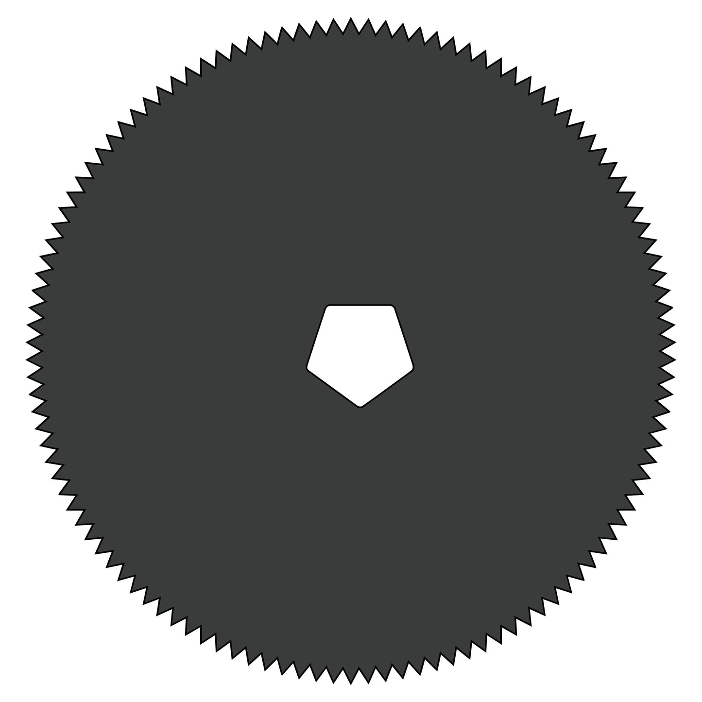 A circular "Cast Saw Blade for DeSoutter CleanCast CC4, CC5, CC6, and CSB Cast Saws" with sharp, evenly spaced teeth and a pentagon center hole.