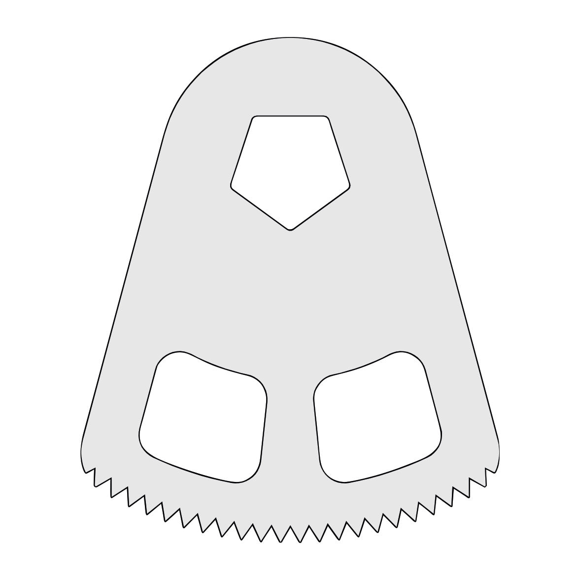 Illustration of a Cast Saw Blade compatible with DeSoutter CleanCast CC4, CC5, CC6, and CSB Cast Saws, showing a triangular cutting edge.