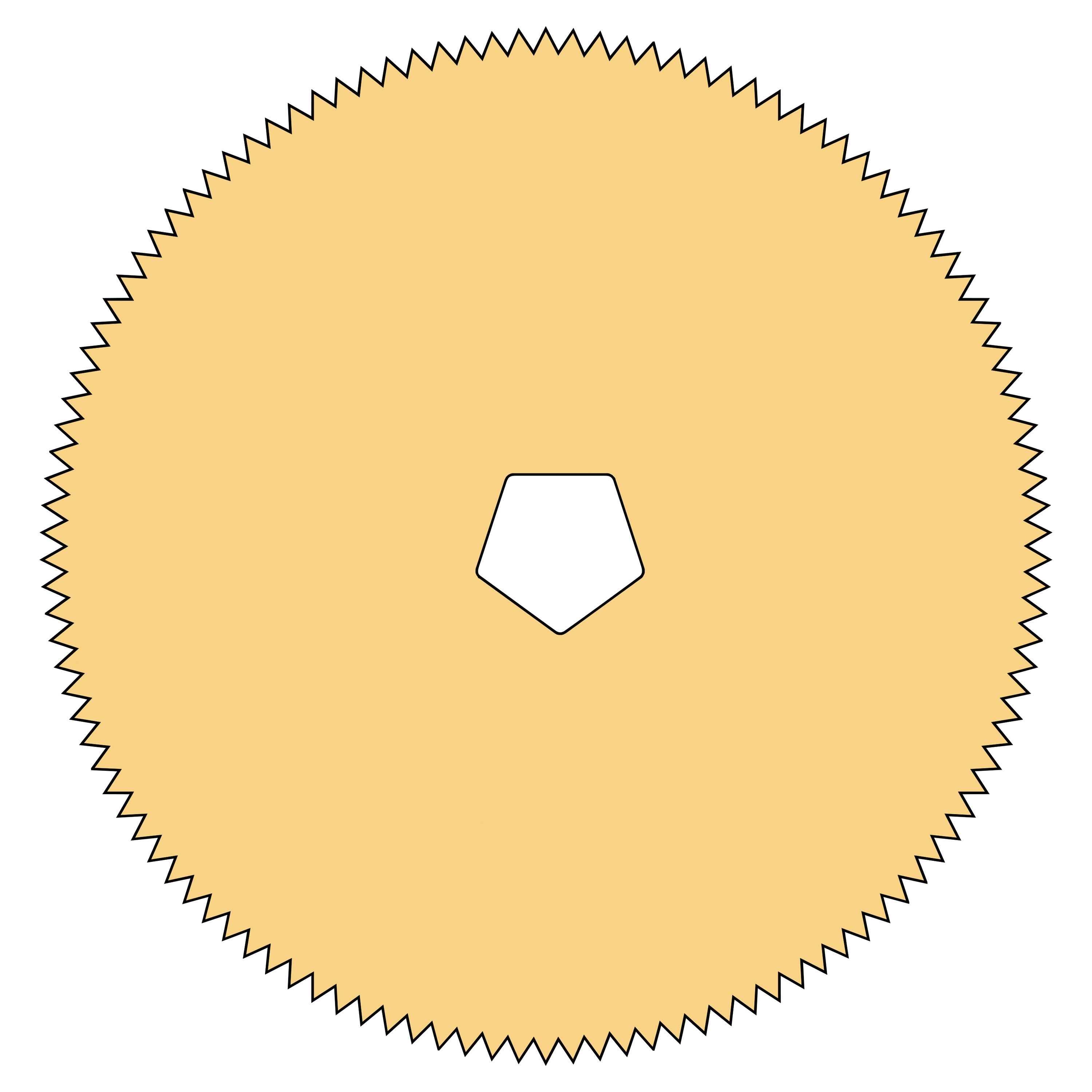 Circular Cast Saw Blade with a pentagon center hole, compatible with DeSoutter CleanCast CC4, CC5, CC6, and CSB saws.