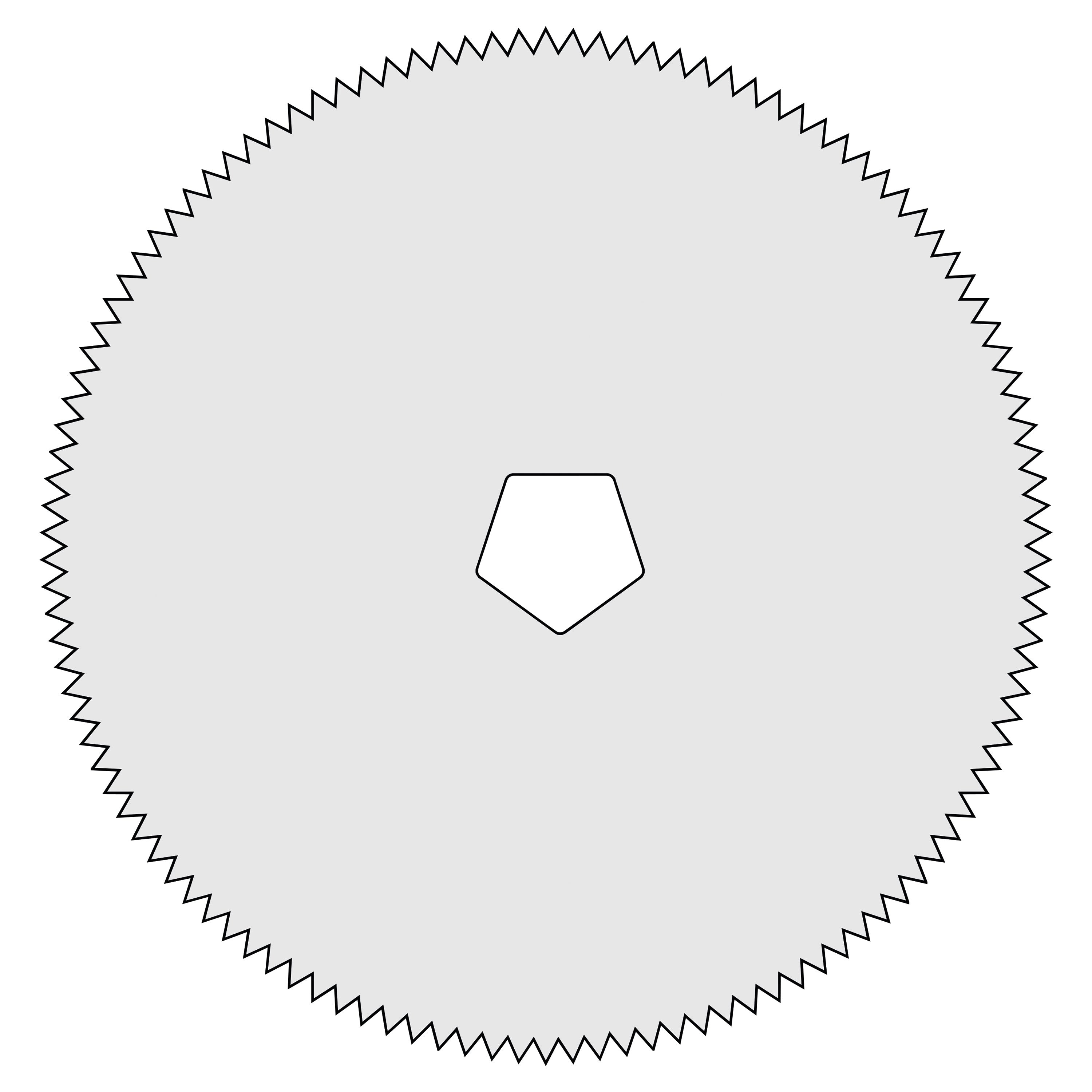 Circular Cast Saw Blade for DeSoutter CleanCast CC4, CC5, CC6, and CSB Cast Saws with serrated edges and a pentagonal center hole.