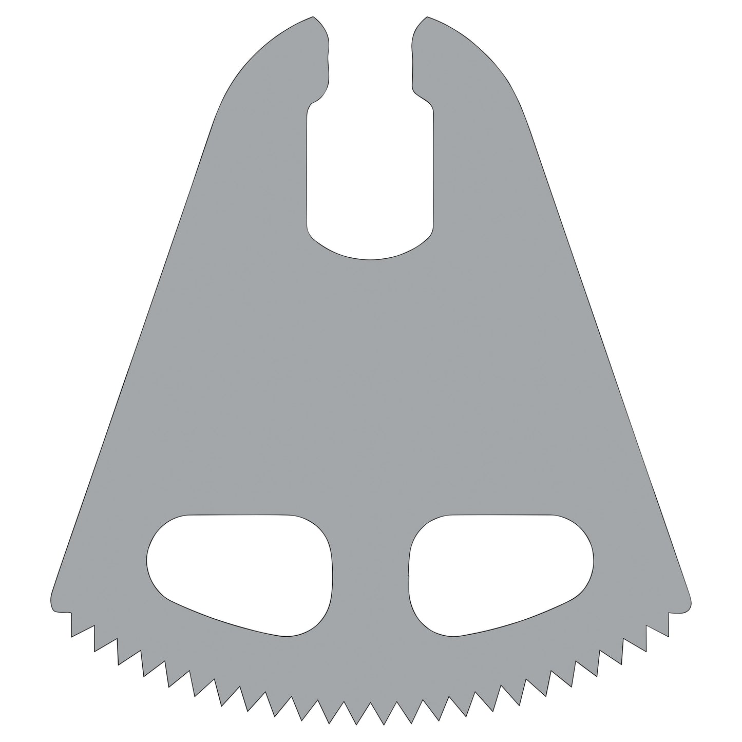 Gray triangular Cast Saw Blade for DeSoutter CleanCast CSP-201 Pediatric Cast Saw with two oval cutouts and jagged edge.