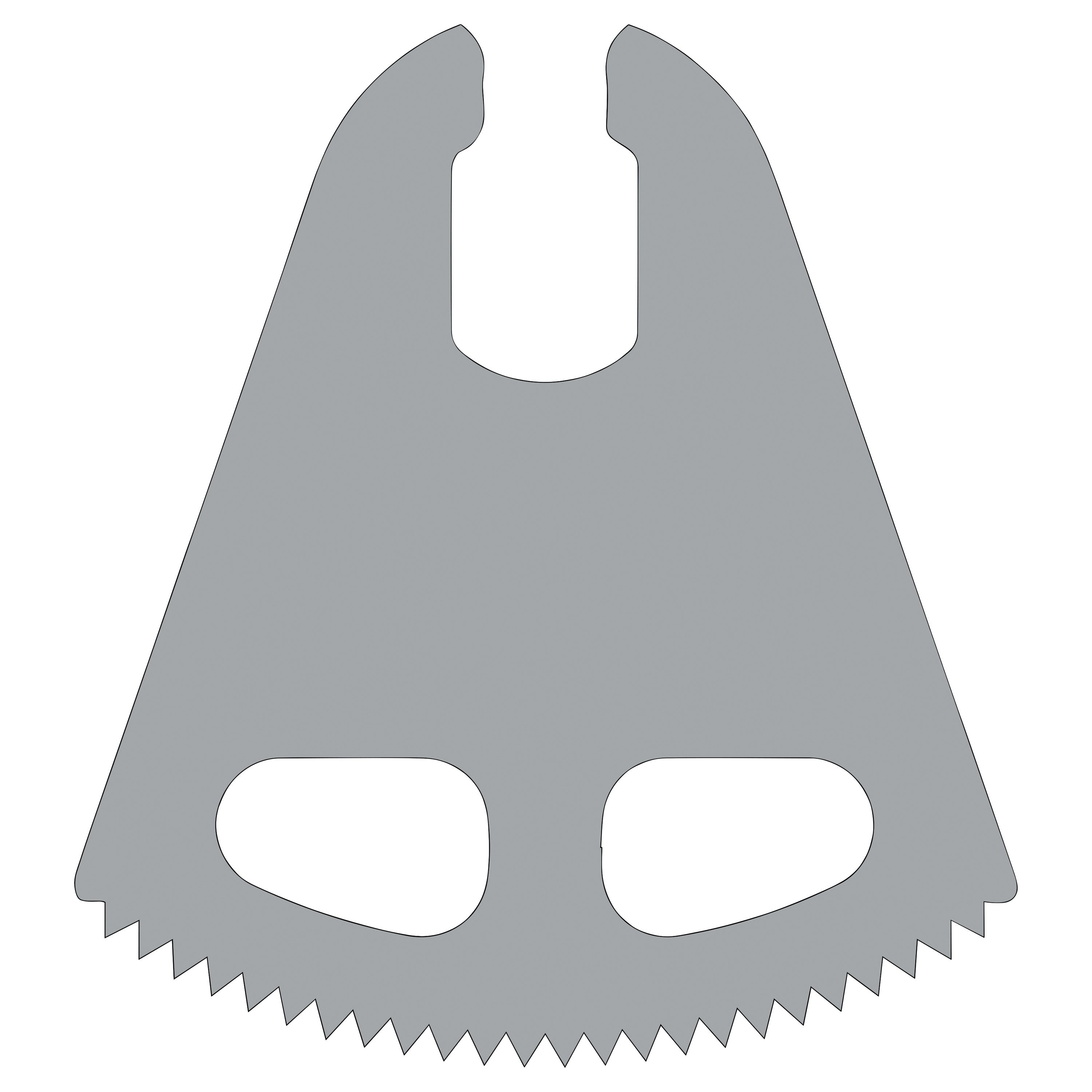 Gray triangular Cast Saw Blade for DeSoutter CleanCast CSP-201 Pediatric Cast Saw with two oval cutouts and jagged edge.