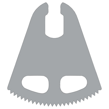 Gray triangular Cast Saw Blade for DeSoutter CleanCast CSP-201 Pediatric Cast Saw with two oval cutouts and jagged edge.