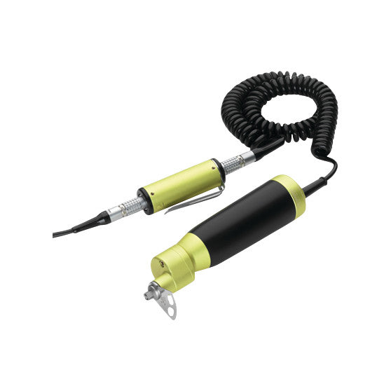 A Cast Saw Blade for DeSoutter CleanCast CSP-201 Pediatric Cast Saw with a coiled black cable and yellow accents on the handles.