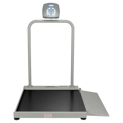 The Health o meter Digital Wheelchair Ramp Scale with Everlock features a digital display and a ramp on a sturdy platform