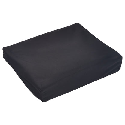 A black SkiL-Care Ultra Gel-Foam Vinyl Wedge Wheelchair Cushion with a smooth, slightly sloped surface.