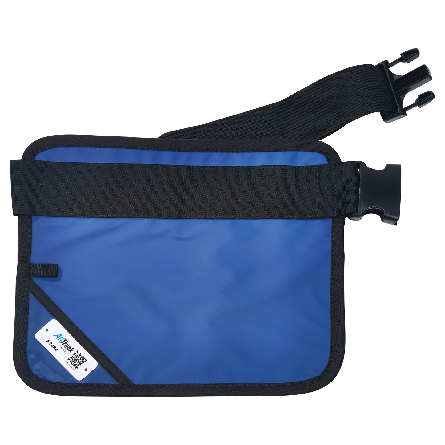 Blue AliMed Mini Apron with a black adjustable strap and buckle, featuring a small white label in the bottom corner.