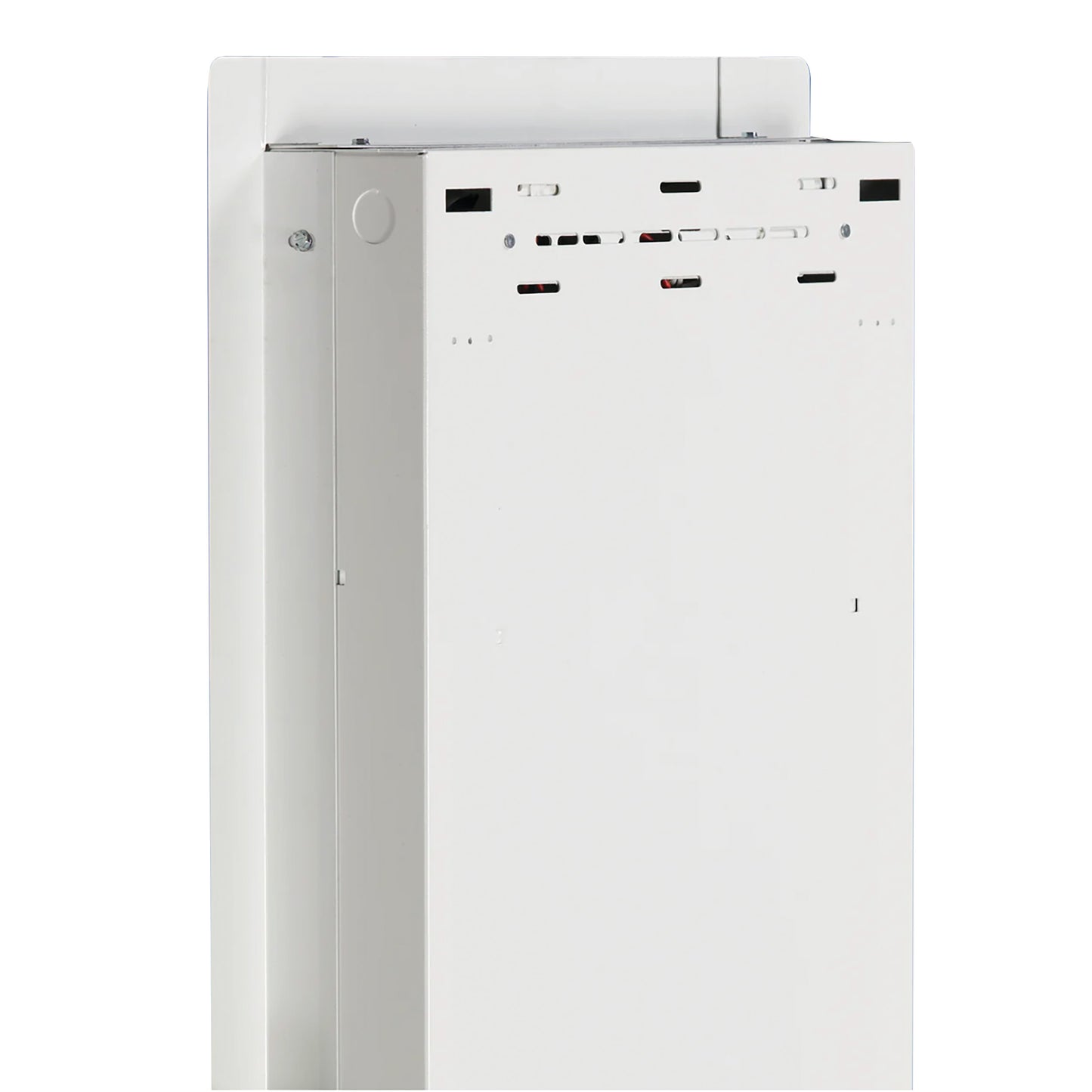 Recessing Kit for Wolf Econoline Single Bank Illuminator with a white metal panel and multiple slots, viewed from an angle.