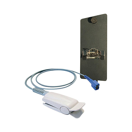 SpO2 Chip OX Module for ADC ADView 2 Modular Diagnostic Station, featuring a finger clip sensor and blue connector cable.