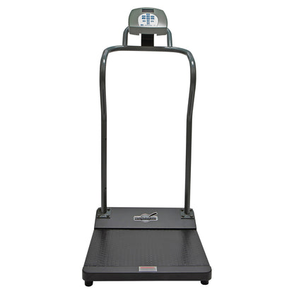 Health o meter KG Digital Platform Scale with handrails and an LCD display on top for weight measurement.