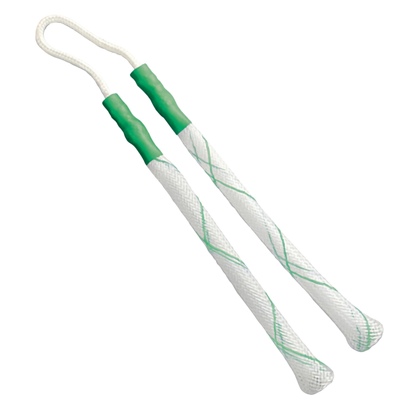 KYRA Disposable Double Finger Trap with two white and green textured flexible tubes connected by a looped end.