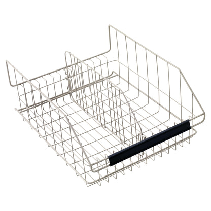 Metal wire basket with handle and divider for storage. This is the Metro IVBD Divider for MetroMax IV Storage Basket.