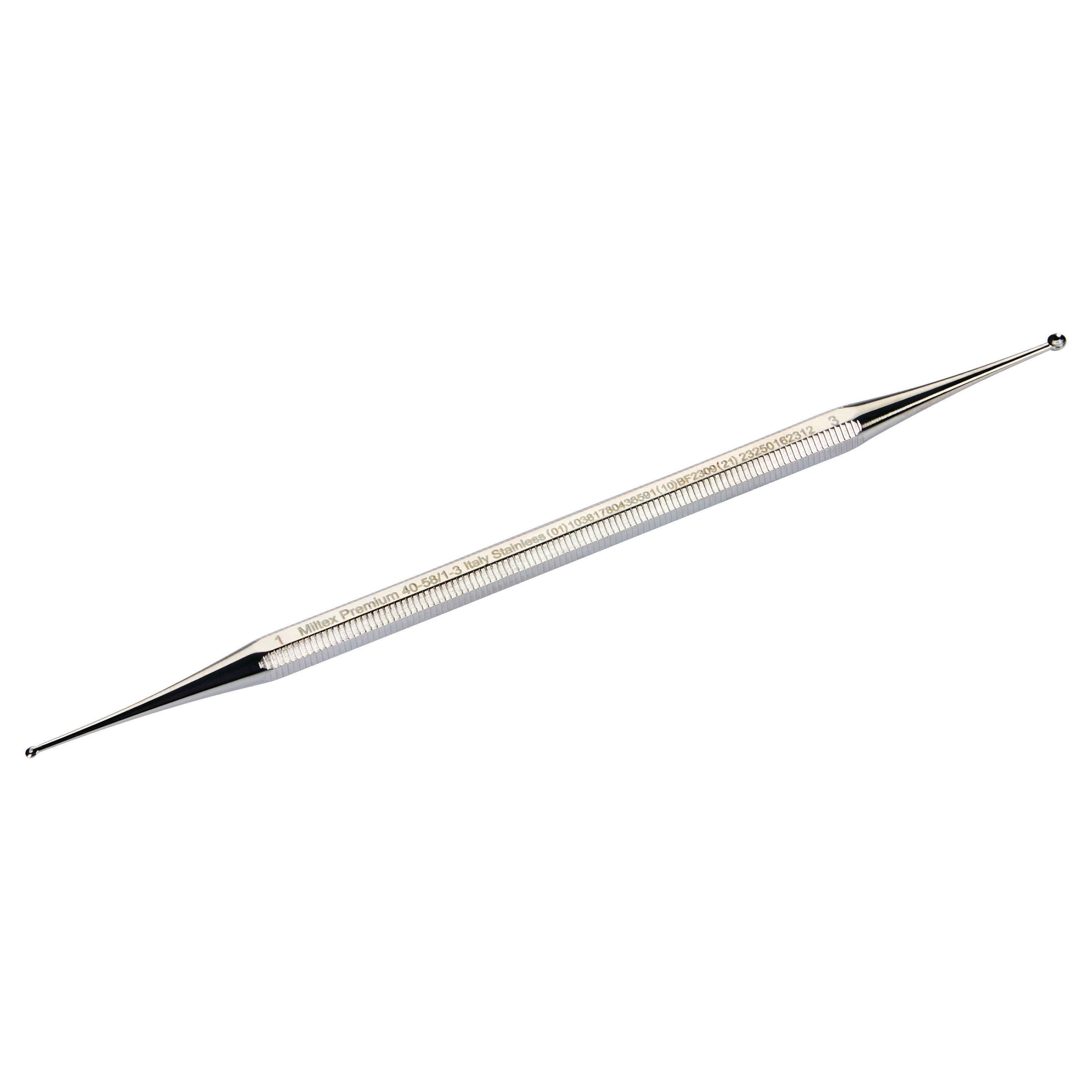 Miltex Double-Ended Curette Excavator with a long, ridged handle and small looped ends for precision medical or dental work.