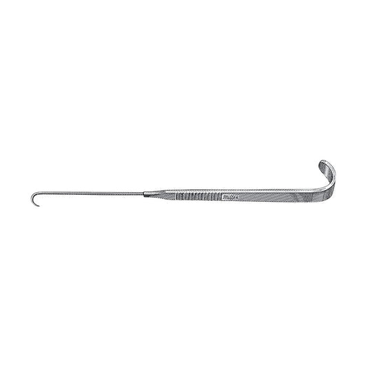 A News Trachea Hook, a surgical tool with a slender handle and a small curved hook at the end, is depicted on a plain background.