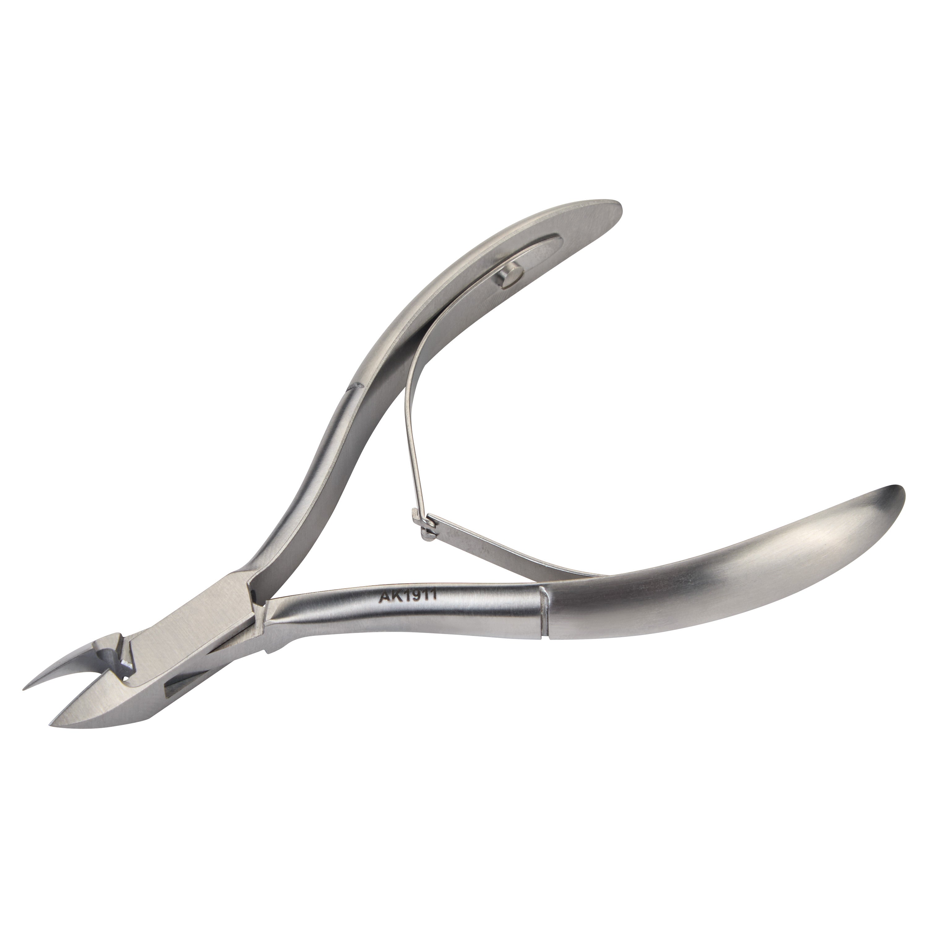 Miltex Tissue Nippers, a stainless steel tool with curved handles, are designed for trimming dead skin or tissue.