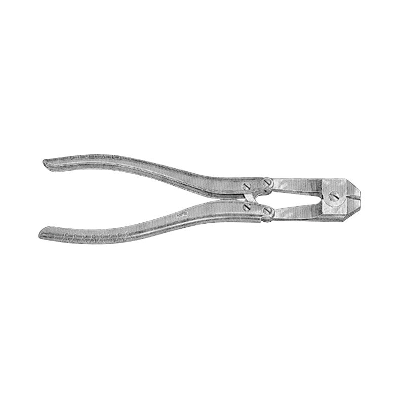 The Miltex Double-Action Pin Cutter is a metal tool with double handles and a cutting end, designed for cutting surgical pins.