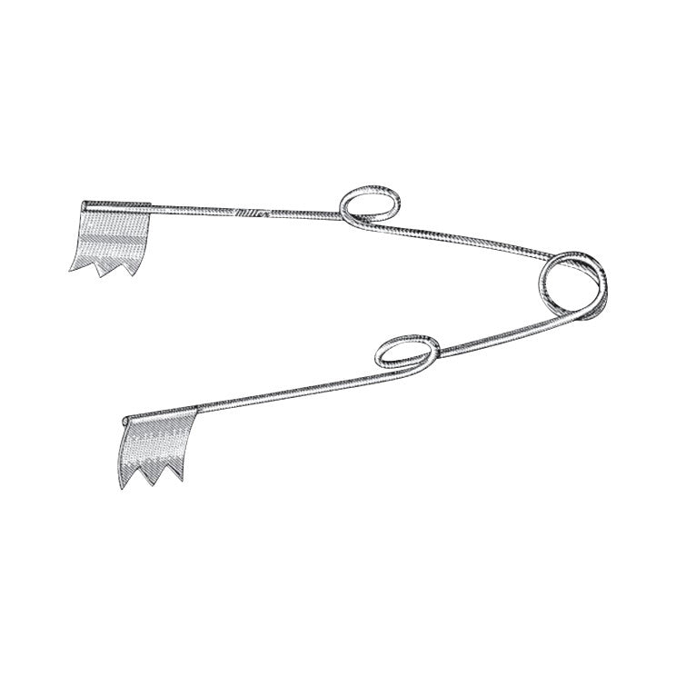 The Miltex Spring Wire Retractor is a metal surgical instrument with coil springs and toothed ends for tissue retraction.
