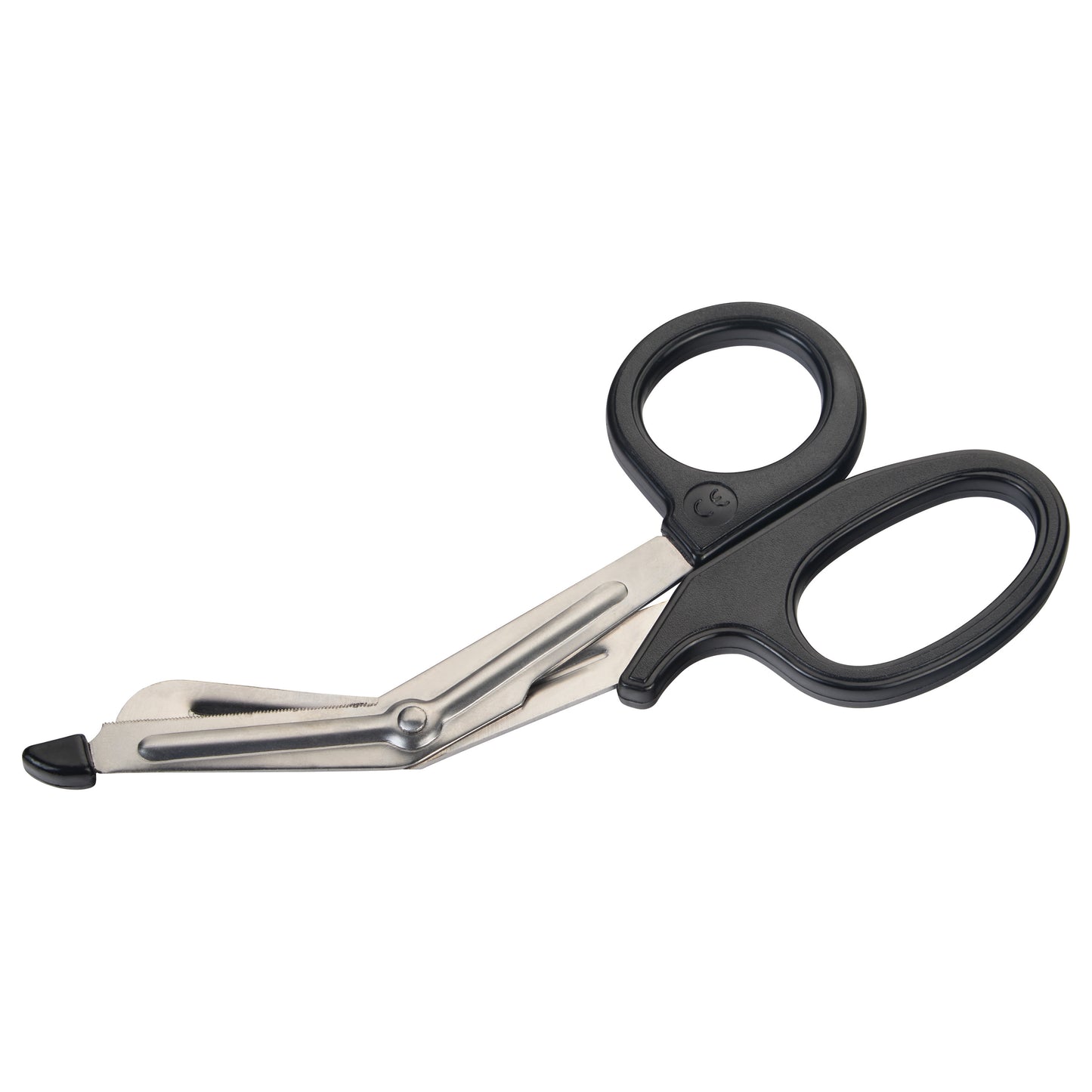 All-Purpose Utility Scissors with black handles and serrated stainless steel blades, featuring a blunted tip for safety.