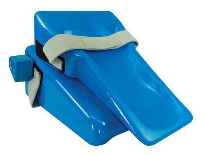 The Tumble Forms2 Adolescent Thera-Wedge System is a blue device with adjustable straps used for therapeutic positioning.