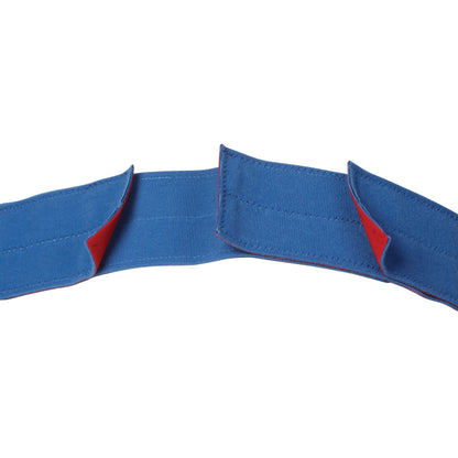 The AliMed Universal Strap, Two-Piece, Three Closures, Side Rail Hold. It is blue with red interior and adjustable closures.