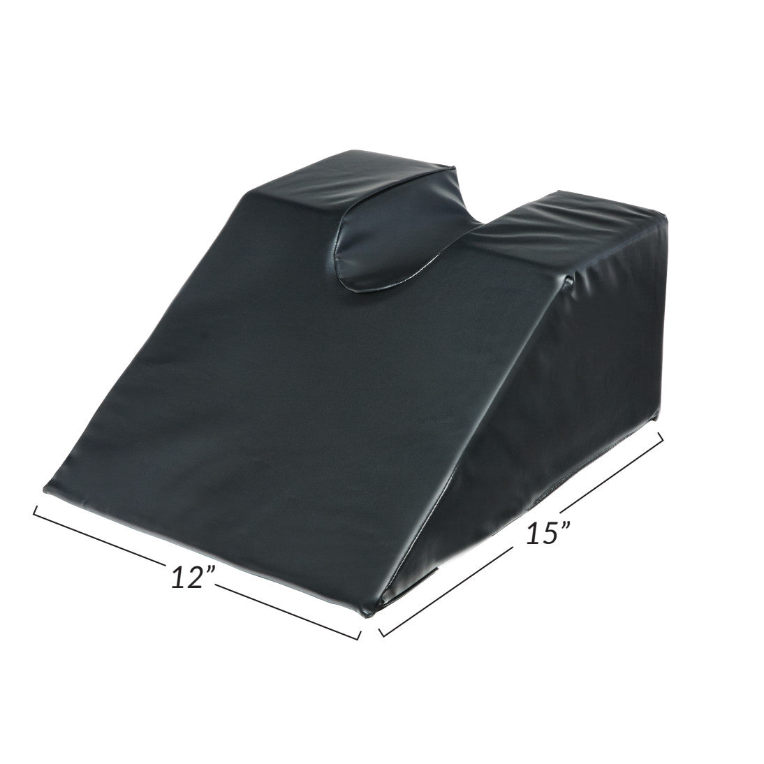 The AliMed Foot/Hand Prepper, a black wedge-shaped cushion with a 12" x 15" base and a contoured cutout.