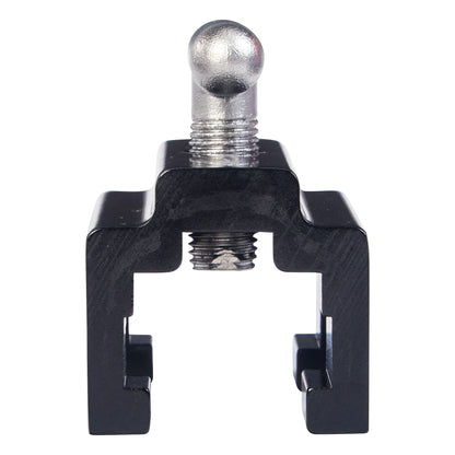 An AliMed Anodized Aluminum Side Rail Socket with a metallic finish and a ball-top screw for attachment.