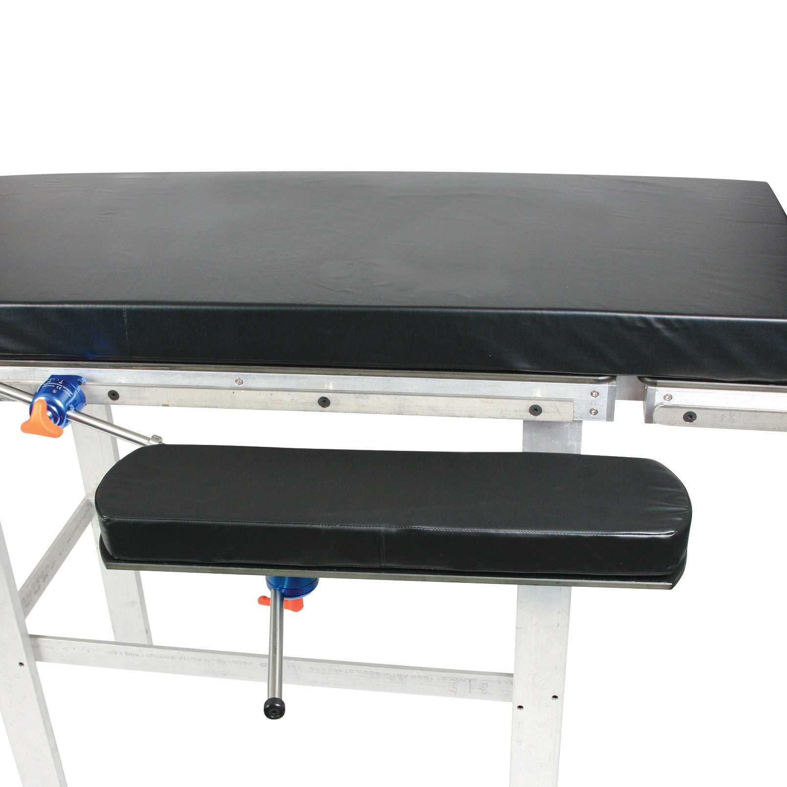 The AliMed Versa-Board, a black padded medical support board with metal adjustable brackets and clamps.