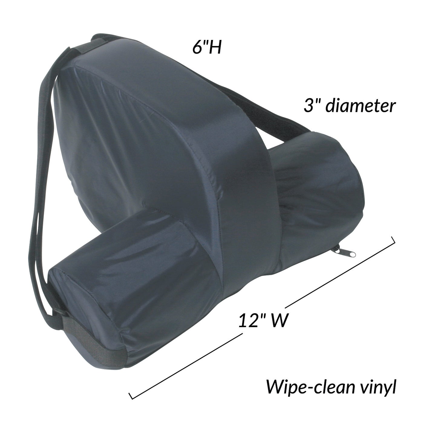 The SkiL-Care Side-Lying Leg and Knee Abductor. It is made of wipe-clean vinyl, measuring 6' high, 12' wide, and 3' in diame.