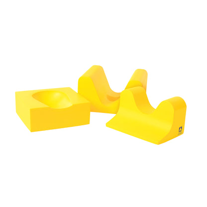 Yellow AliMed Protecta-Coat Head and Neck Set with three ergonomic foam pieces, designed for support and stability.