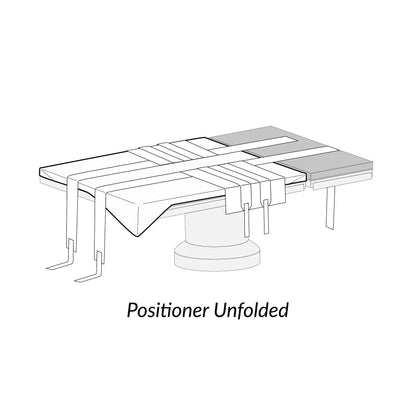 Line drawing of an AliMed Trendelenburg Stabilizer unfolded, showing straps on a surgical table.