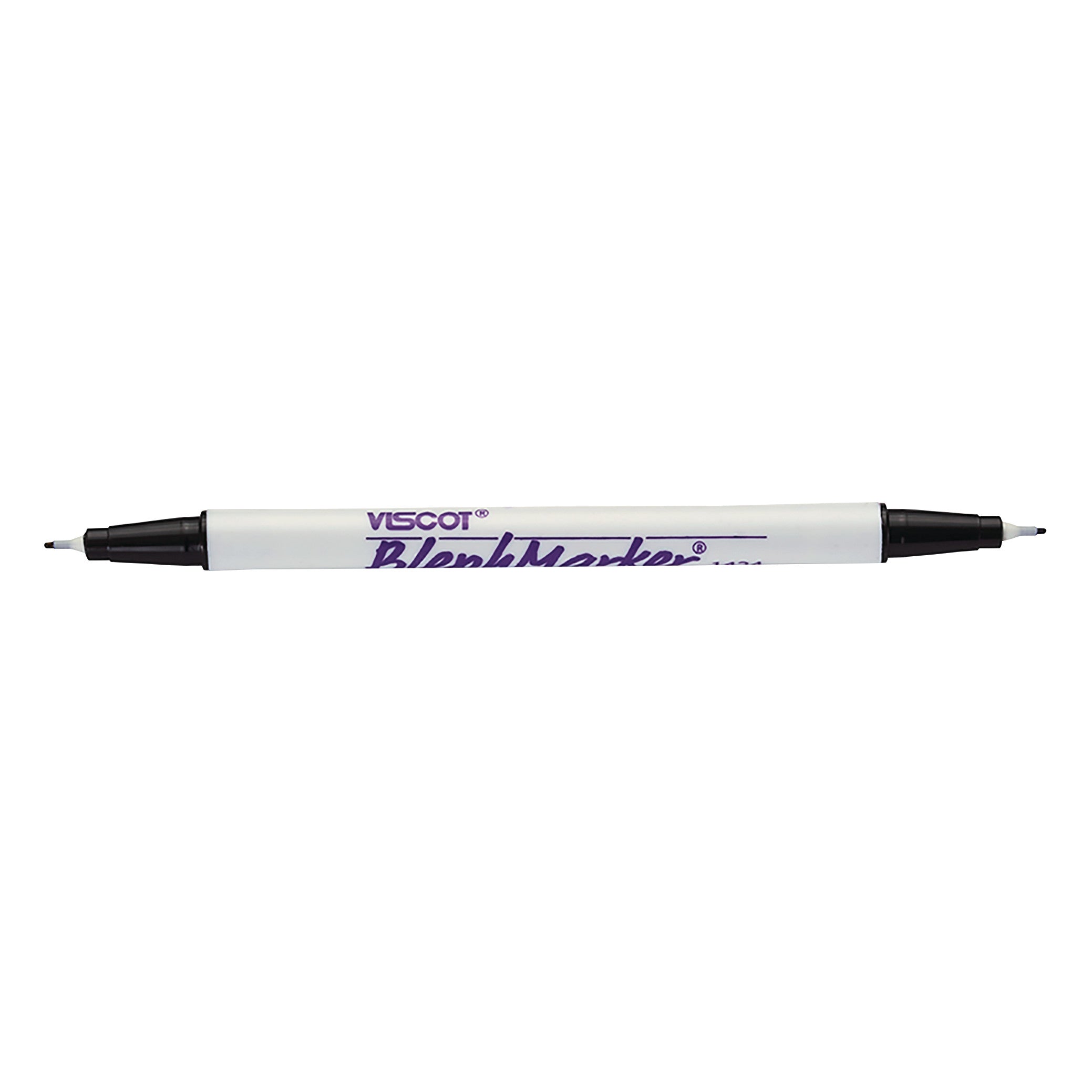 Dual-tipped Viscot Blephmarker Surgical Marker, featuring fine black tips and purple branding on a white body.