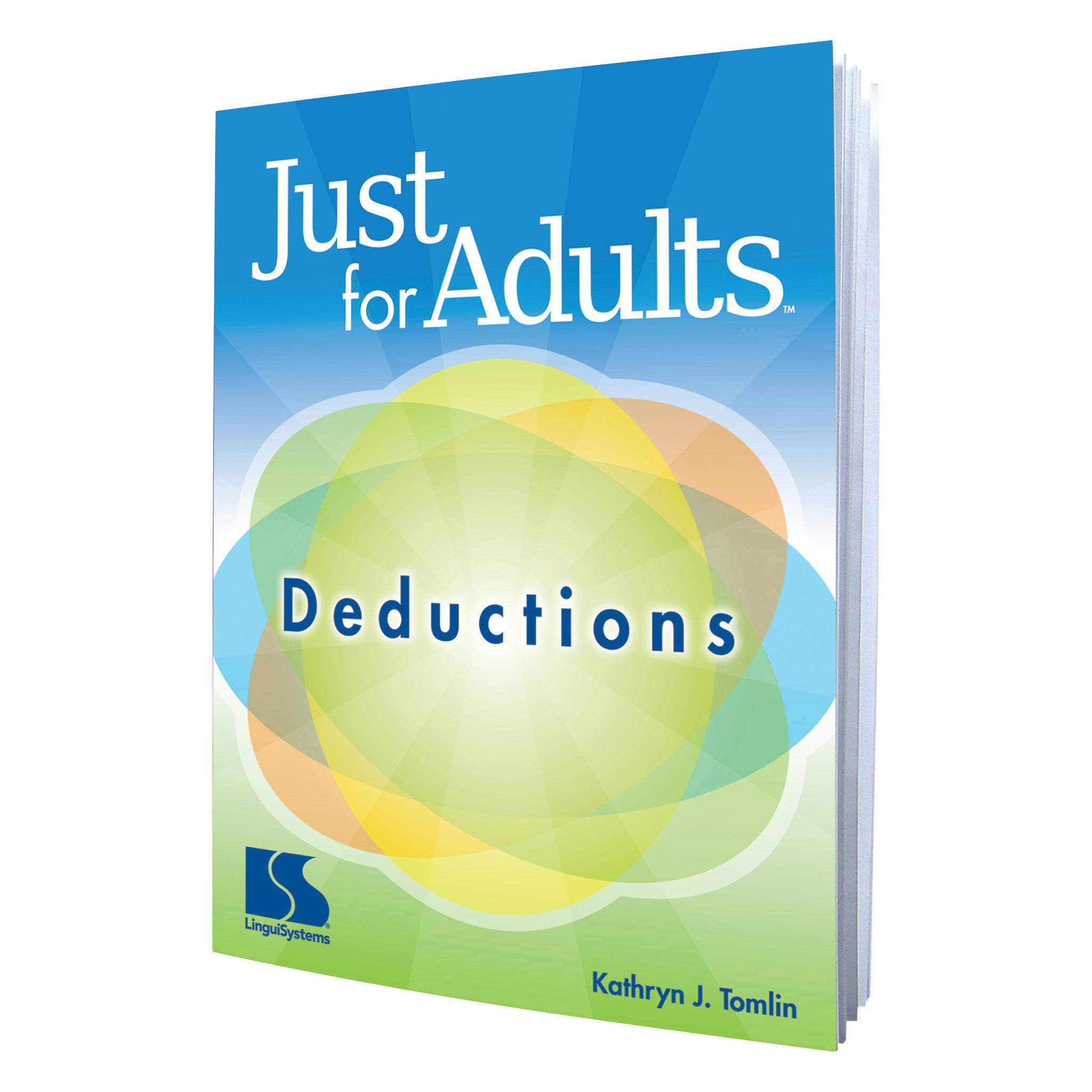 The cover of a book titled "Just for Adults: Deductions" by Kathryn J. Tomlin, part of a 6-book set.