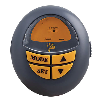 A grey electronic control unit with buttons labeled "Mode" and "Set," part of the Pain Management Technologies JStim 1000 Knee System.