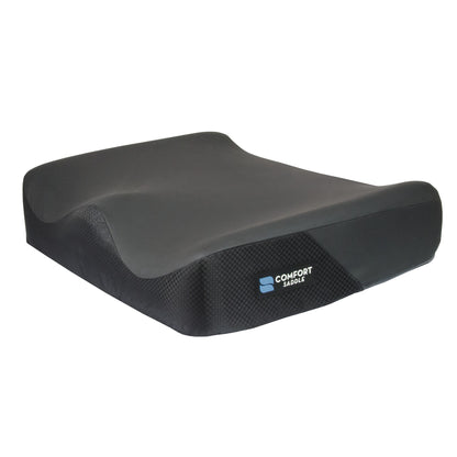 Comfort Saddle Zero Elevation Bariatric Wheelchair Cushion with QuadraGel Pack features a contoured surface and textured sides.