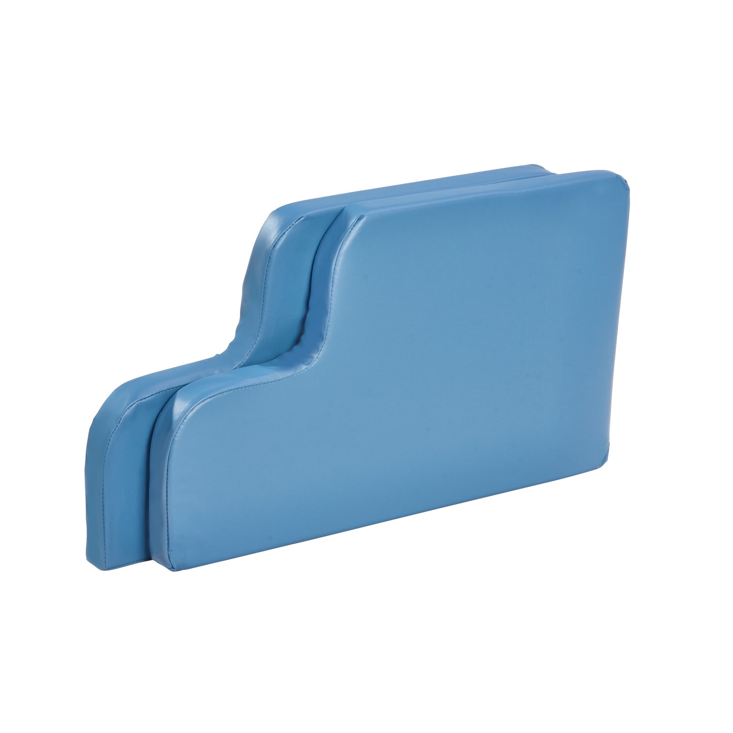 Blue foam support cushion shaped like a chair backrest, designed as the AliMed Wheelchair Side Support for additional stability.