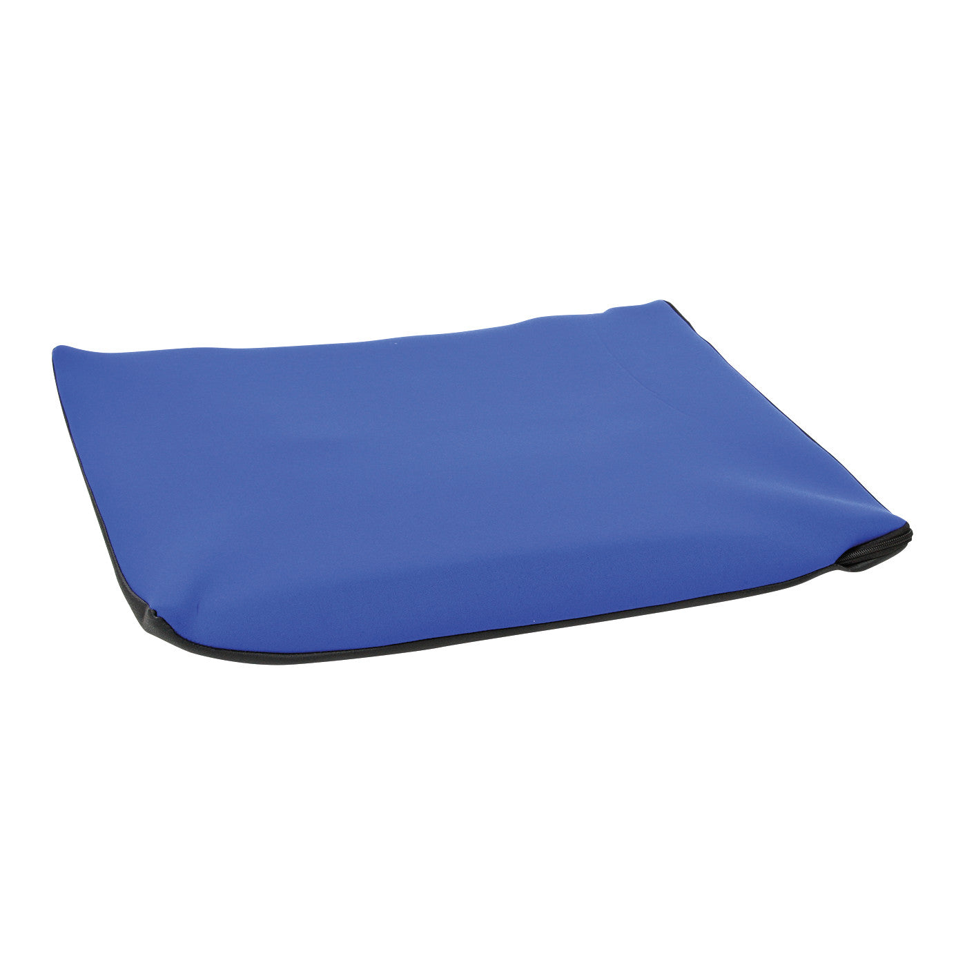 A blue and black AliMed Stroke Wheelchair Cushion with a smooth surface, designed to provide comfort and support.
