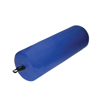 A blue Skillbuilders Roll, cylindrical in shape, with a black handle strap on one end, used for therapeutic or exercise purposes.