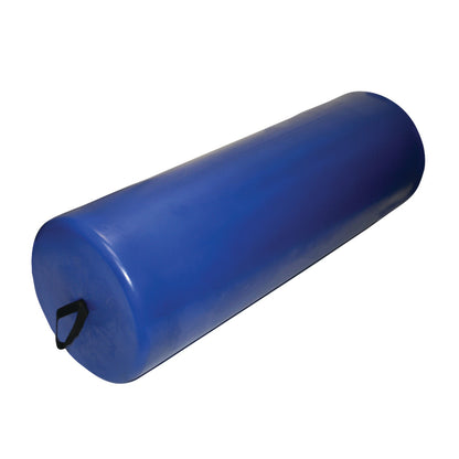 A blue cylindrical foam roller with a handle, known as a Skillbuilders Roll, designed for therapeutic and balance exercises.
