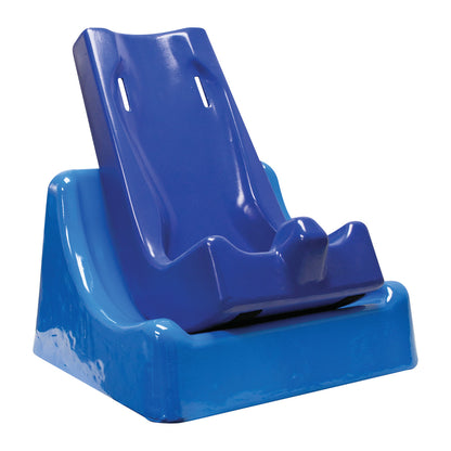 A blue Skillbuilders Floor Sitter with a molded seat and supportive backrest designed for children or patients needing extra support.