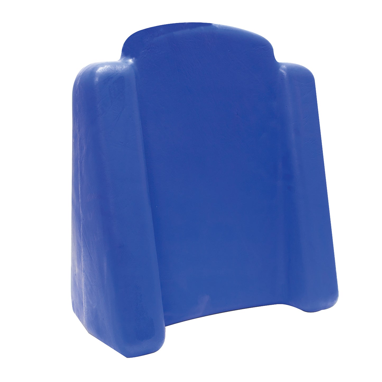 The Skillbuilders Bi-Height Wedge is a blue therapeutic foam cushion designed to support and position individuals comfortably.