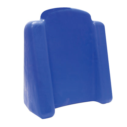 The Skillbuilders Bi-Height Wedge is a blue therapeutic foam cushion designed to support and position individuals comfortably.