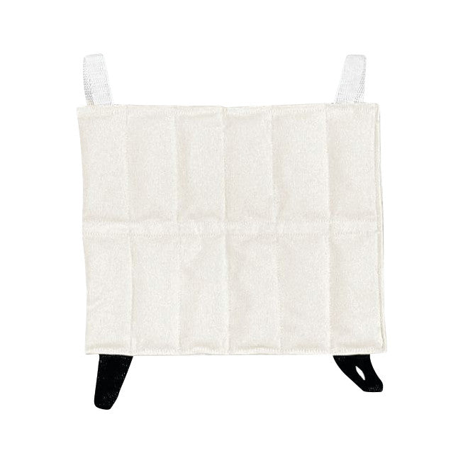 Chattanooga Hydrocollator HotPac, a white rectangular heat pack with two white and two black loop fasteners, used for therapy.
